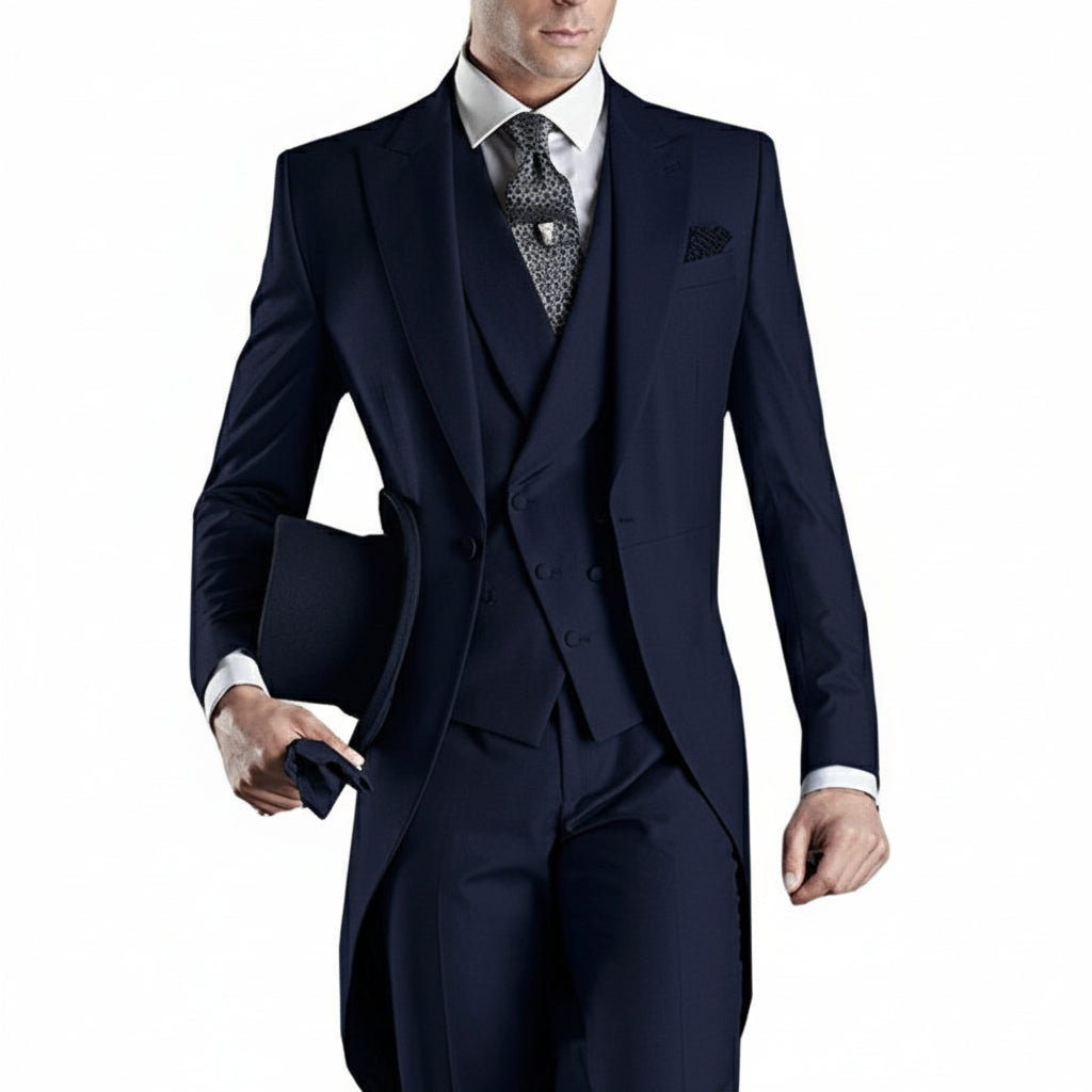 Latest Formal Wedding Men Suits Long Blazer 3 Piece Groom Tuxedo Classic Prom Party Male Suit Fashion Set Jacket with Pants Vest