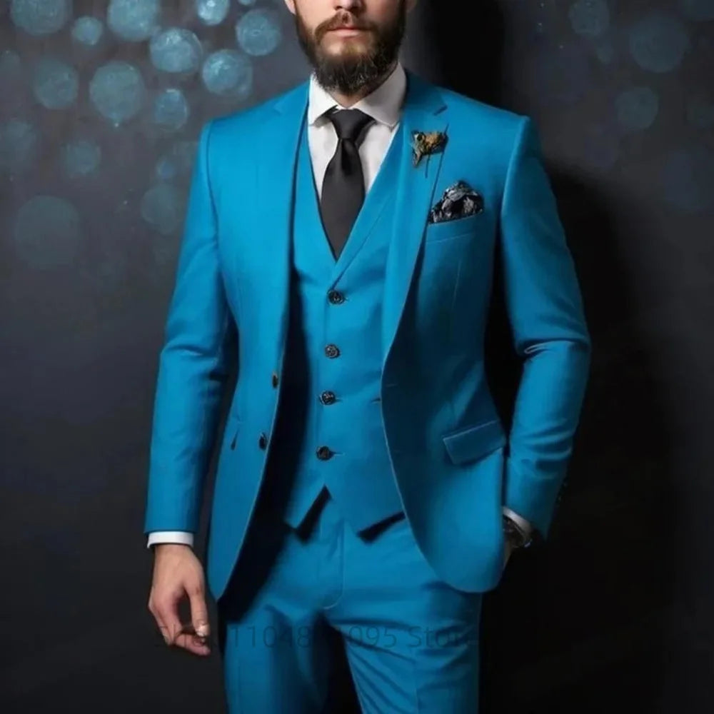 Purple Suits for Men Slim Fit Groom Wedding Suits Tuxedo Best Man Blazer Vest Pants 3 Pieces Trendy Fashion Marriage Costume