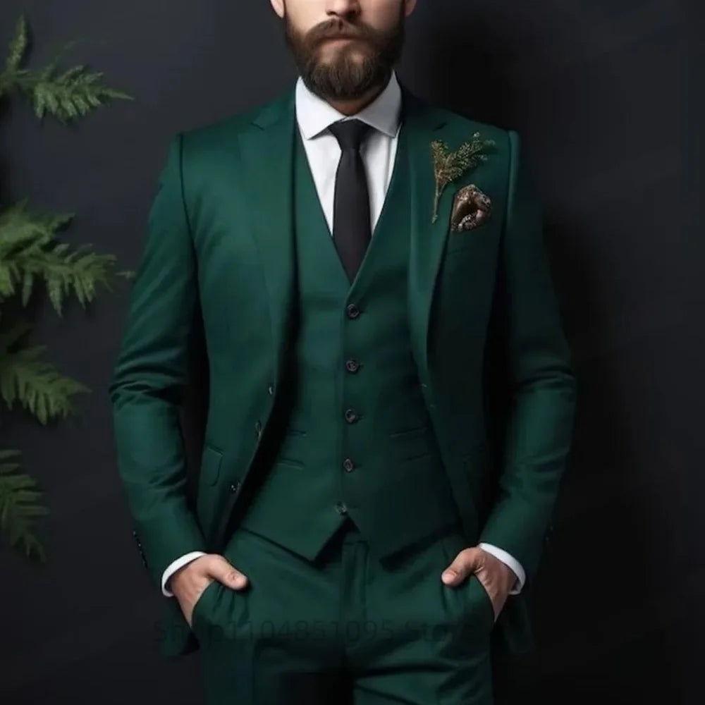 Purple Suits for Men Slim Fit Groom Wedding Suits Tuxedo Best Man Blazer Vest Pants 3 Pieces Trendy Fashion Marriage Costume