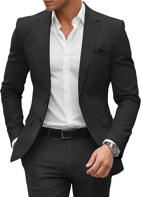 Men's slim fit suit, jacket, wedding party outfit, fashionable formal occasion, wedding banquet, evening banquet