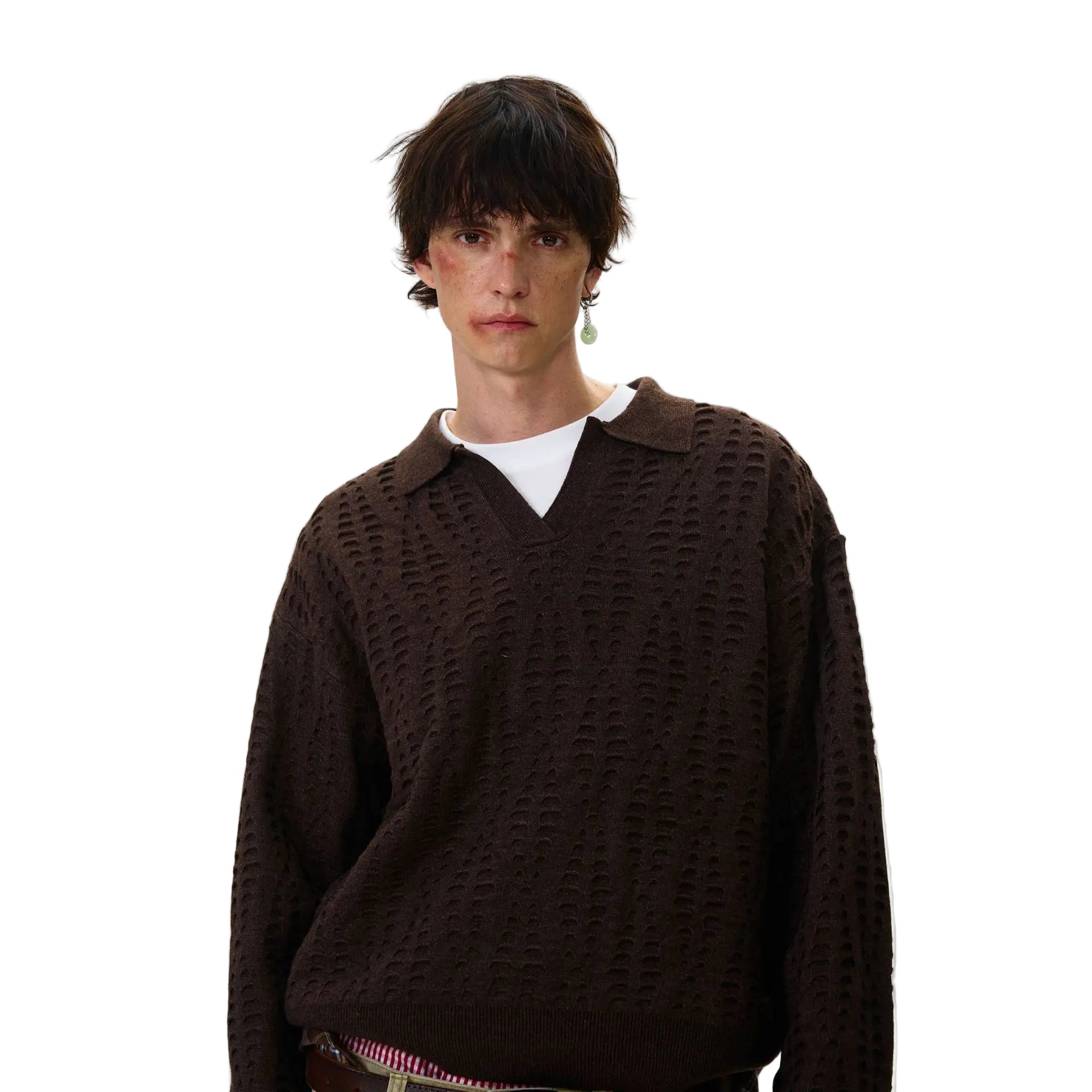 Retro high-end hollow hole knitted sweaters for men and women, American vintage old money style tops