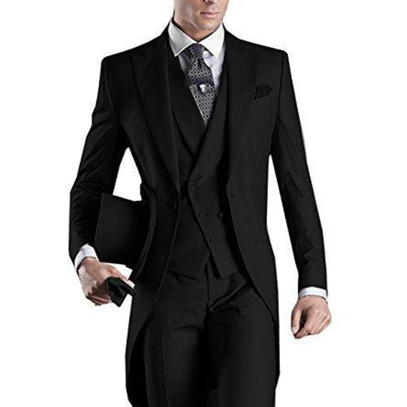 Latest Formal Wedding Men Suits Long Blazer 3 Piece Groom Tuxedo Classic Prom Party Male Suit Fashion Set Jacket with Pants Vest