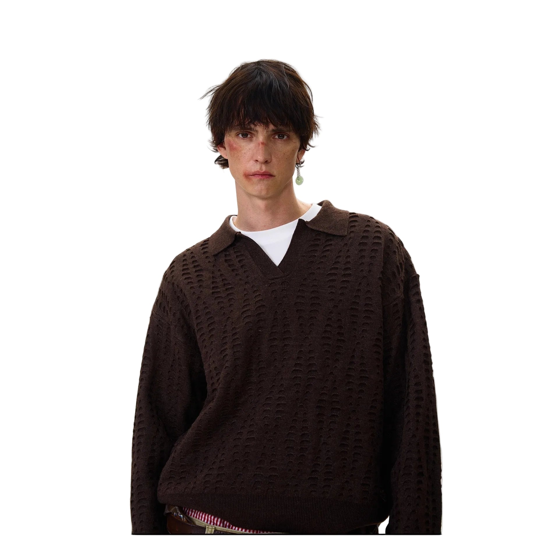 Retro high-end hollow hole knitted sweaters for men and women, American vintage old money style tops