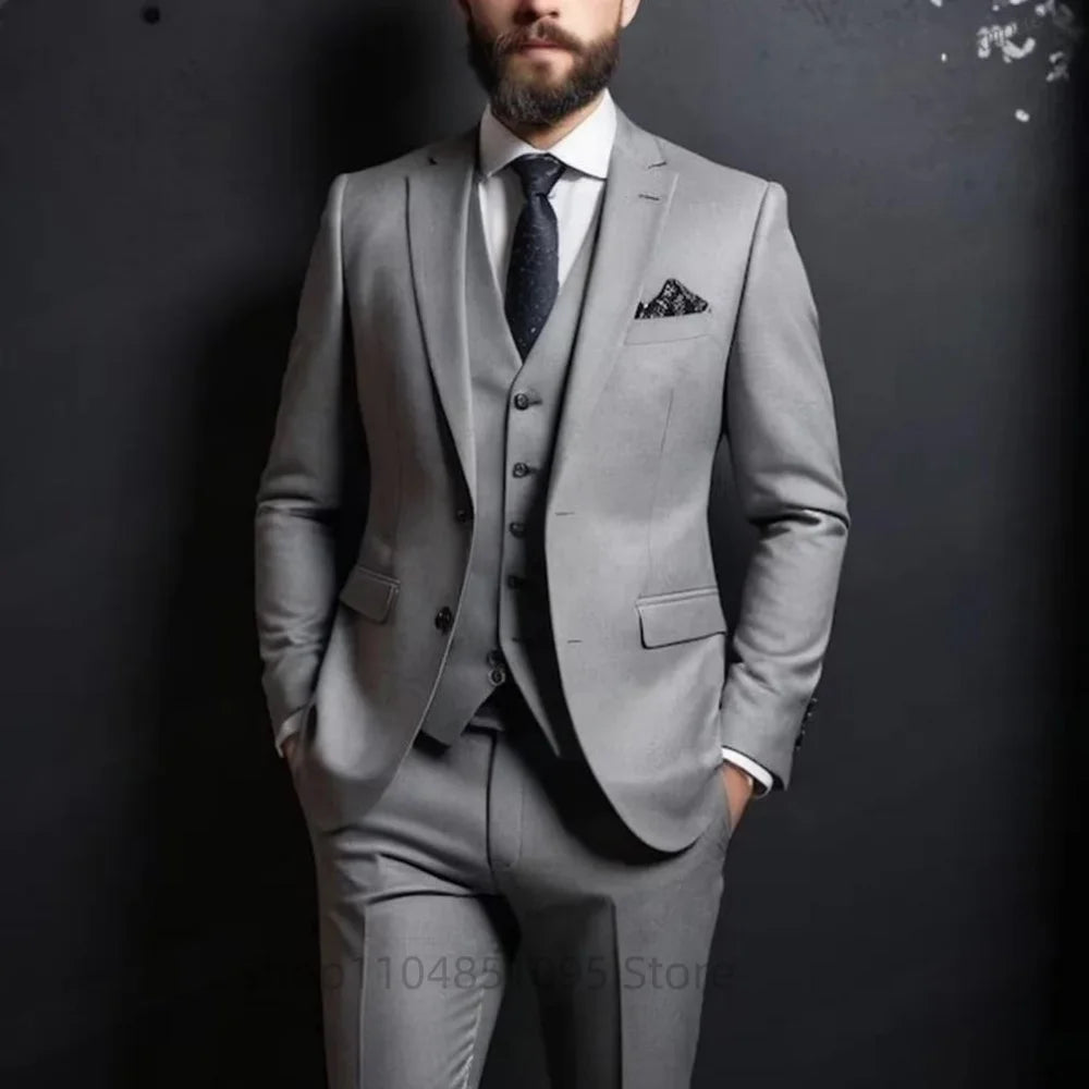 Purple Suits for Men Slim Fit Groom Wedding Suits Tuxedo Best Man Blazer Vest Pants 3 Pieces Trendy Fashion Marriage Costume