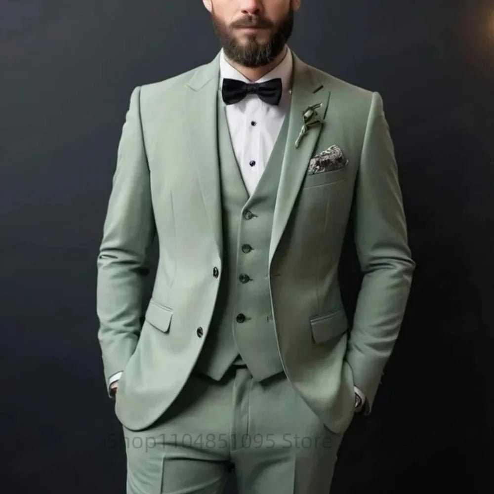 Purple Suits for Men Slim Fit Groom Wedding Suits Tuxedo Best Man Blazer Vest Pants 3 Pieces Trendy Fashion Marriage Costume