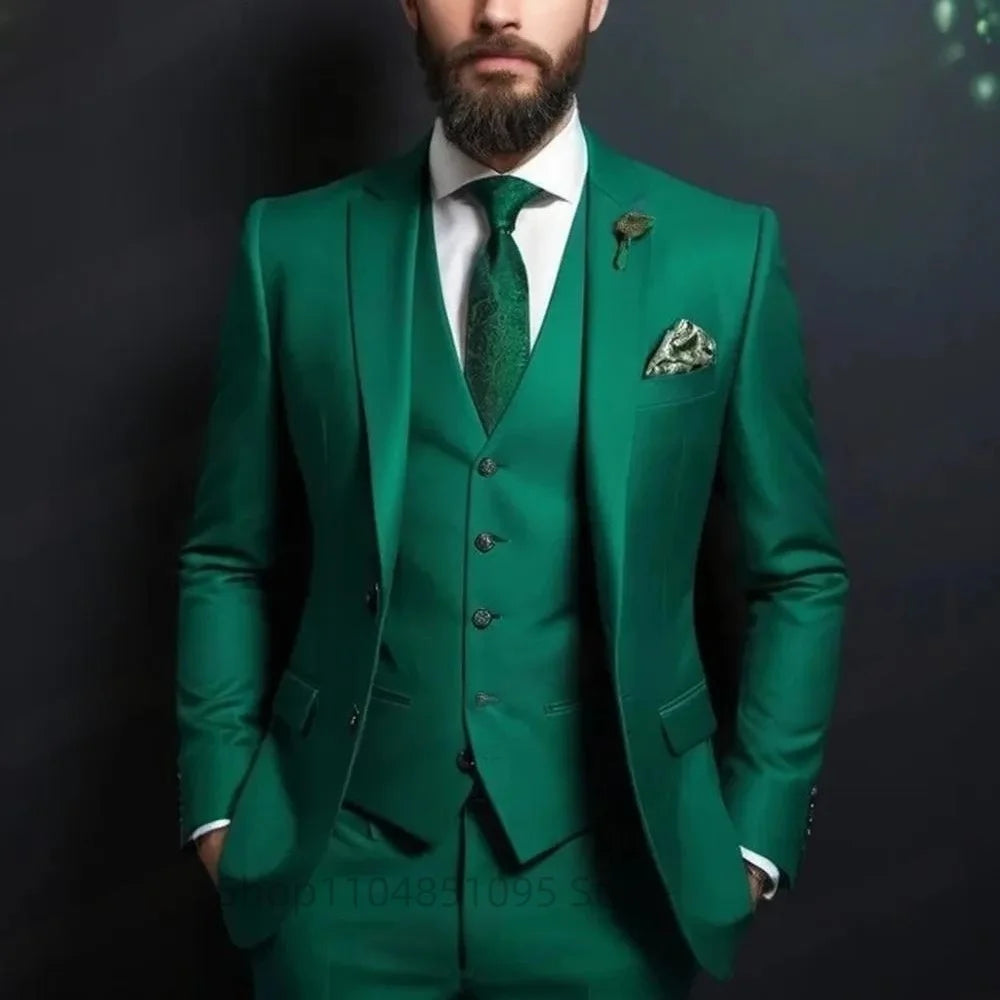 Purple Suits for Men Slim Fit Groom Wedding Suits Tuxedo Best Man Blazer Vest Pants 3 Pieces Trendy Fashion Marriage Costume